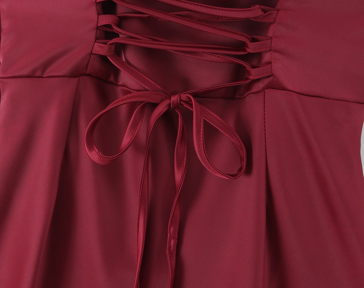 Satin Square Neck Ruched Bias Cut Slip Maxi Dress - View 8