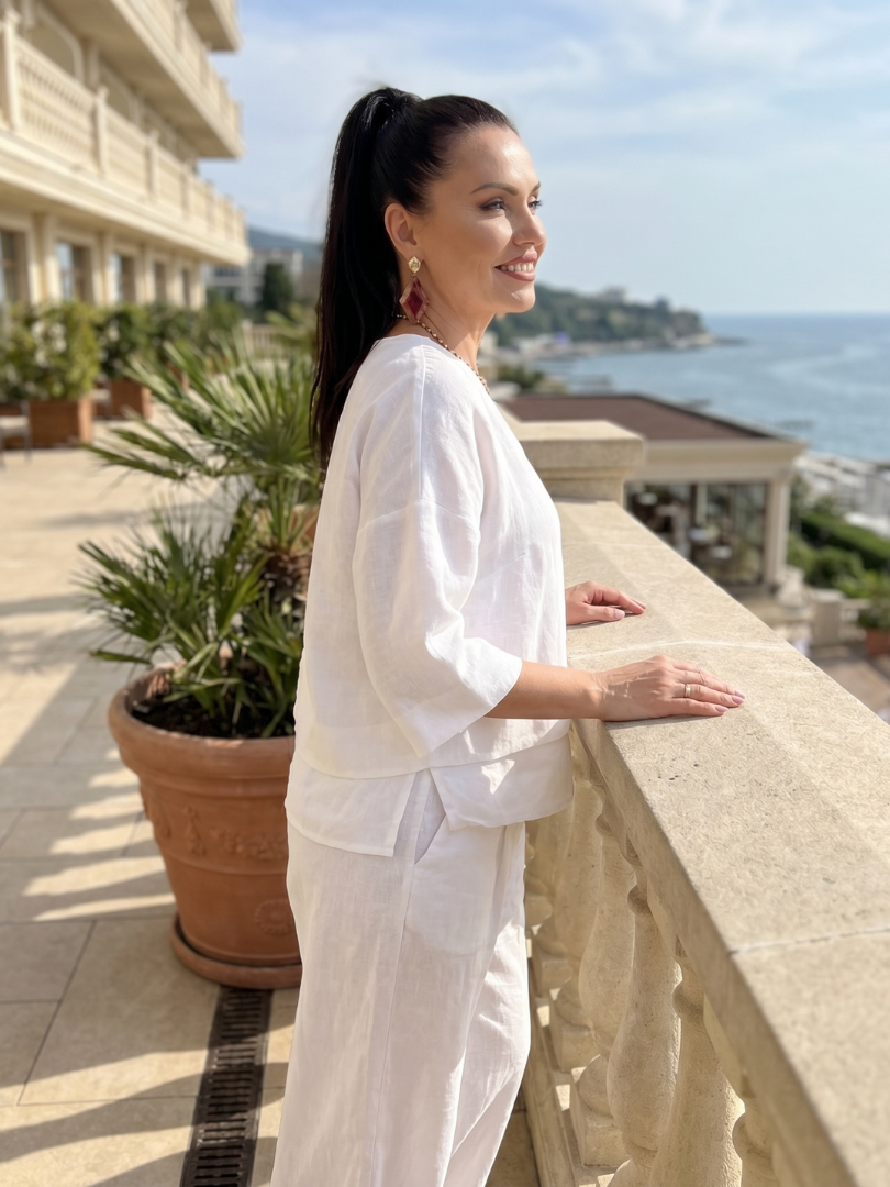 V-Neck Layered Top and Wide Leg Pants Two Piece Set 14