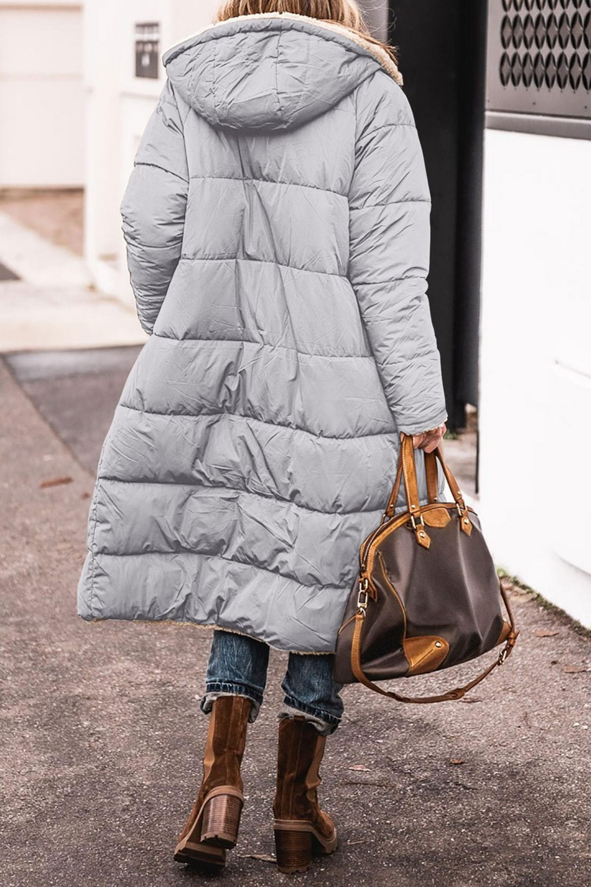 Reversible Sherpa Lined Quilted Longline Coat 14