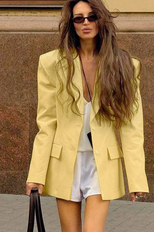 Elevated Lapel Detail Long Sleeve Blazer