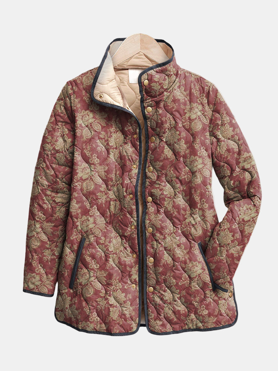 Floral Quilted Button Front Jacket 2