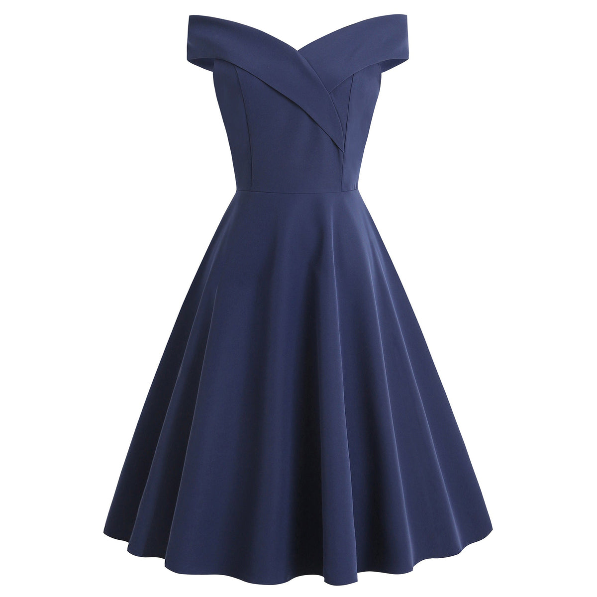 Off Shoulder Crossover Wrap Fit and Flare Cocktail Midi Dress - View 2