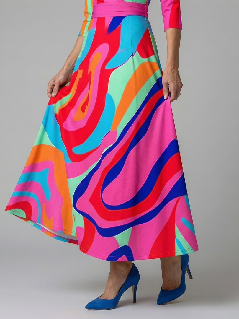 Floral V-Neck Wrap Three Quarter Sleeve Satin Maxi Dress 10