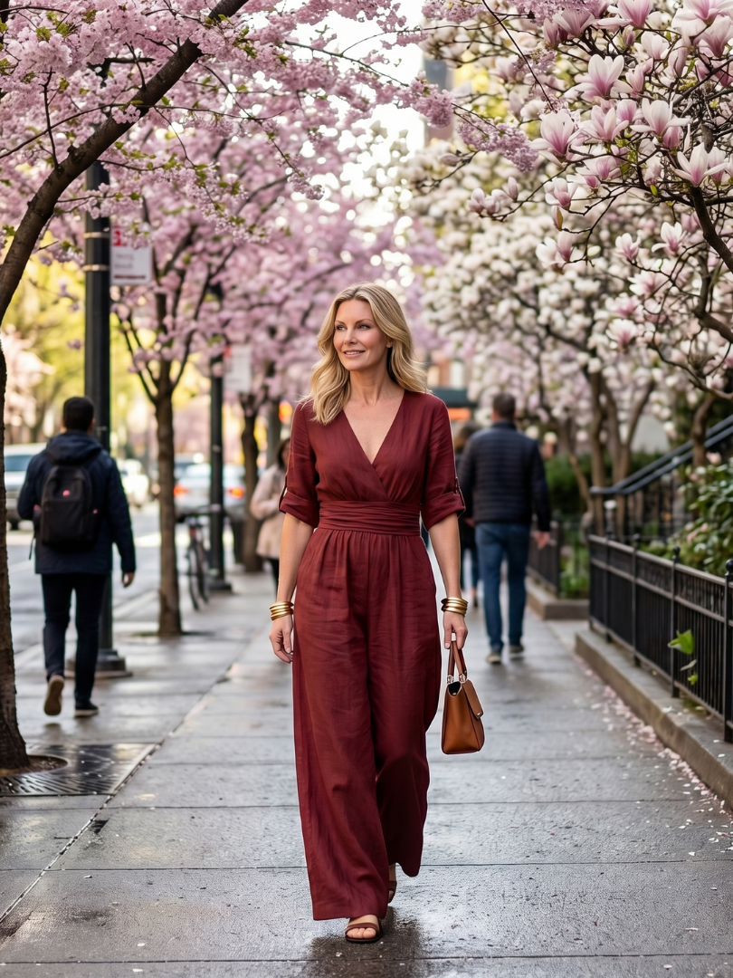 V-Neck Wrap Front Half Sleeve Wide Leg Jumpsuit 20