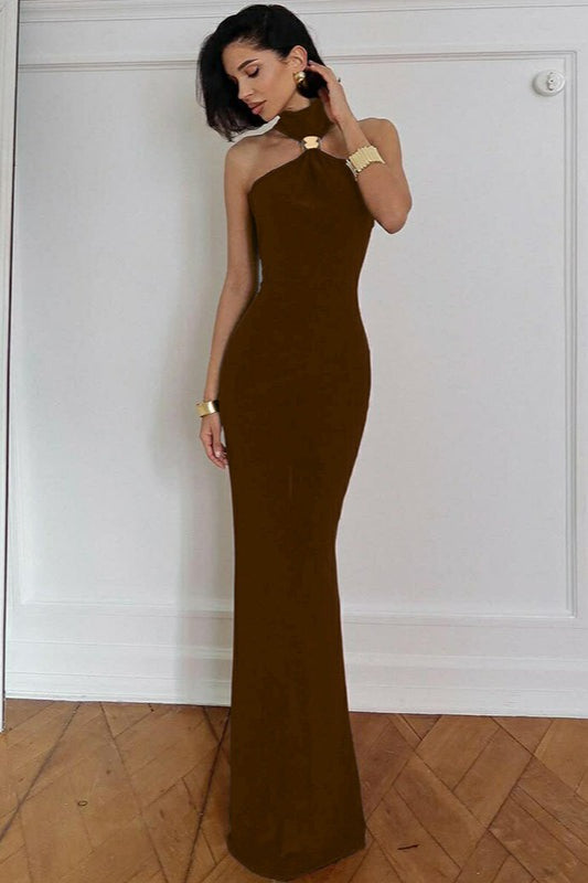 Halter Neck Sleeveless Side Slit Mermaid Maxi Dress - View 7