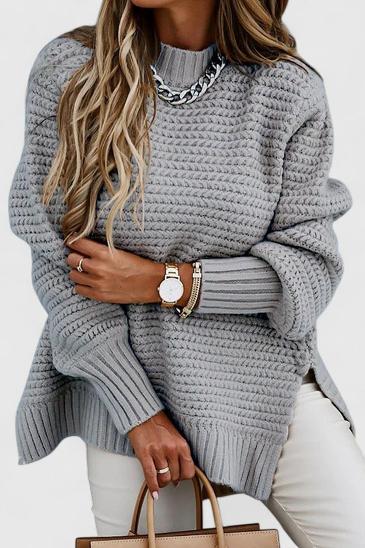 Drop Shoulder Side Split Ribbed Knit Sweater 5