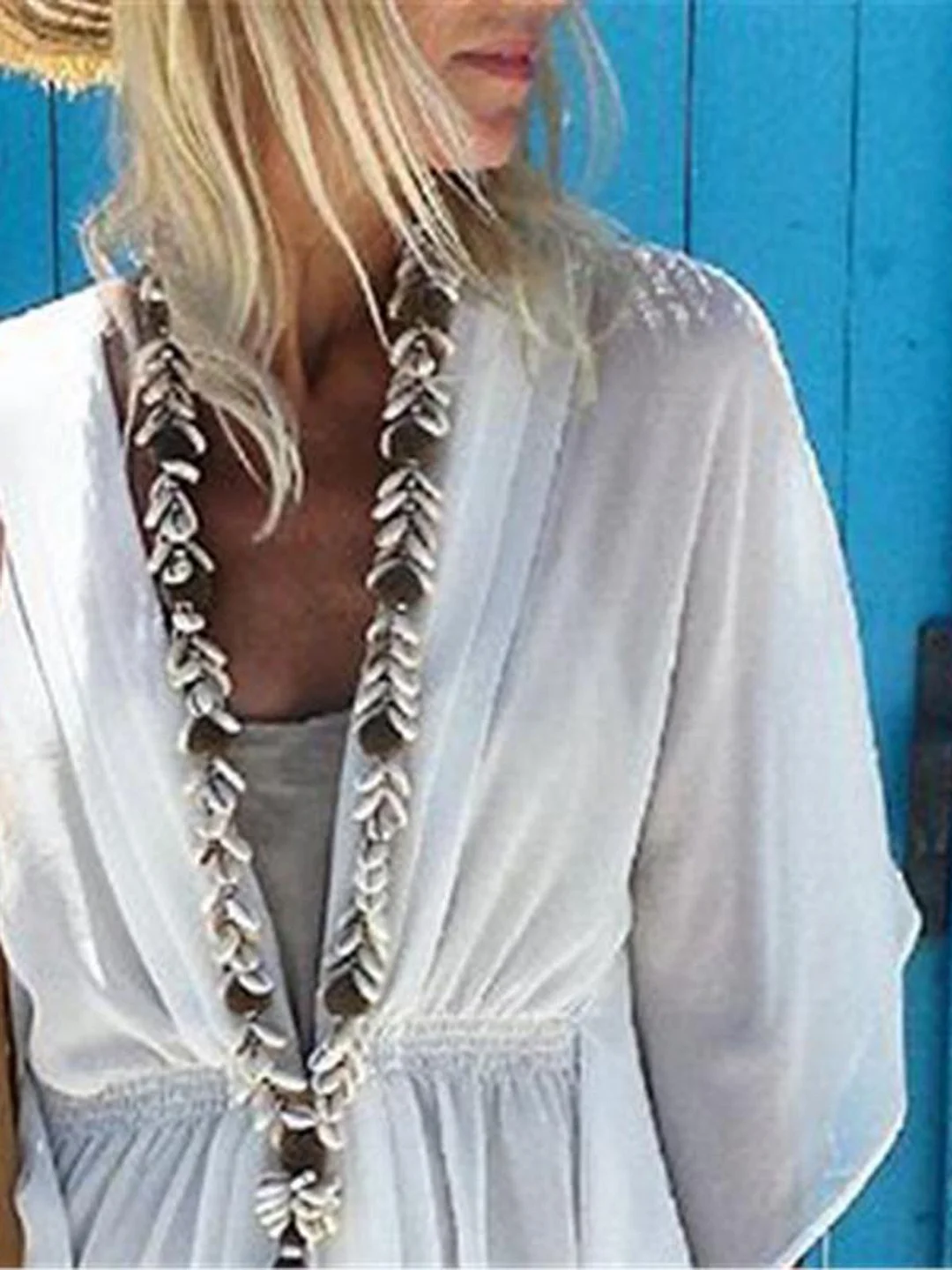 V-Neck Smocked Waist Flutter Sleeve Asymmetrical Hem Mini Dress - View 2