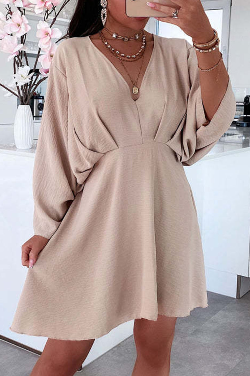 Asymmetrical V-Neck Long Sleeve Irregular Hem Dress - View 2