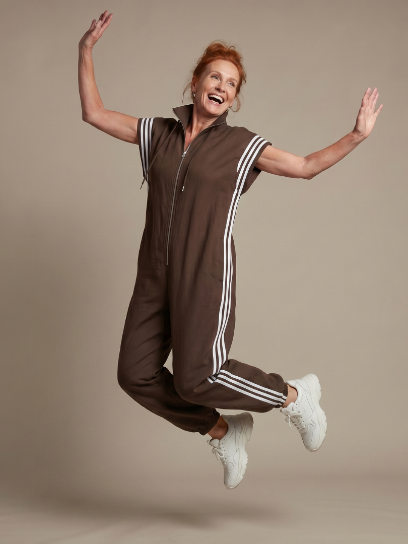 Zip Front Side Stripe Sleeveless Jogger Jumpsuit 13