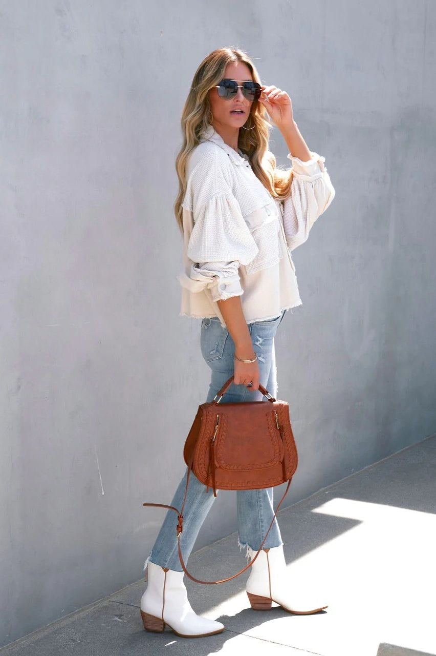 Brushed Waffle Long Sleeve Coat