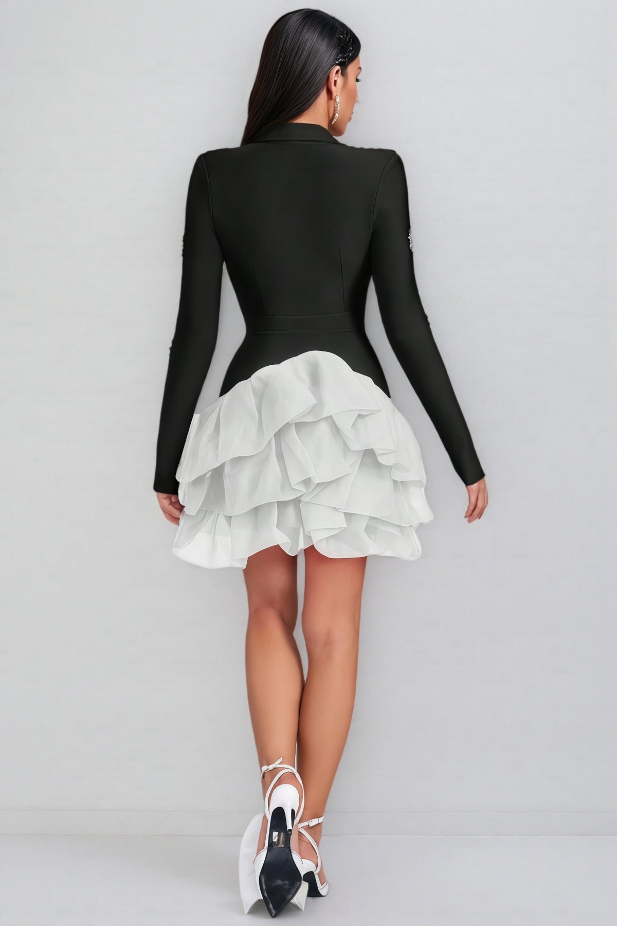 Dede Black Bandage Rhinestone Mini Dress - View 6