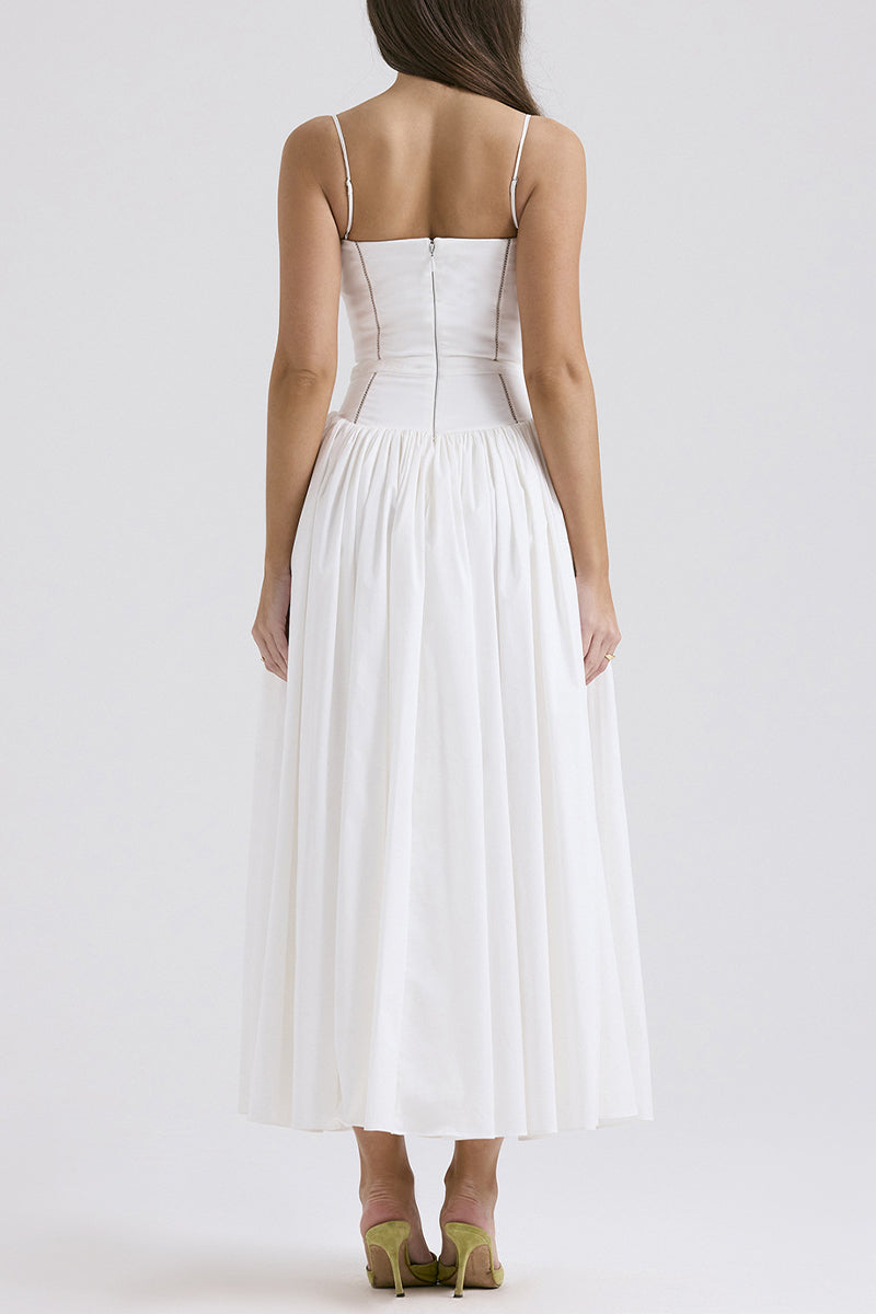 Patchwork Sling V-Neck A-Line Midi Dress - View 8