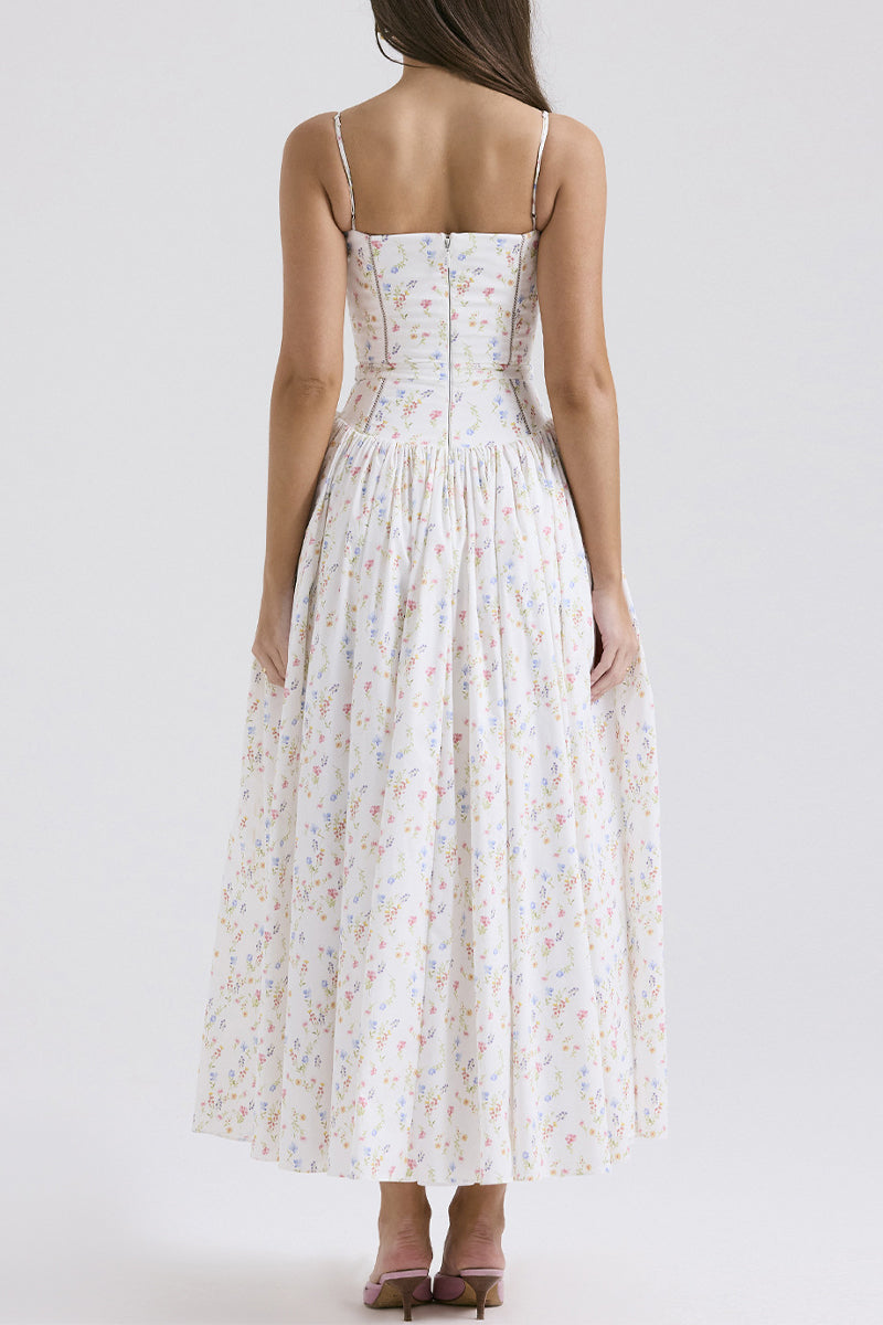 Patchwork Sling V-Neck A-Line Midi Dress - View 9