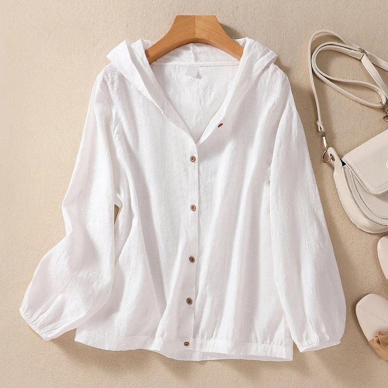 Hooded Button Front Long Sleeve Shirt