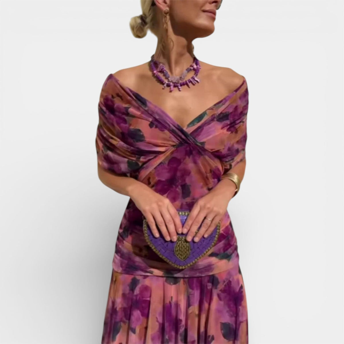 Surplice V-Neck Short Sleeve Ruched Waist Mesh Maxi Dress 11