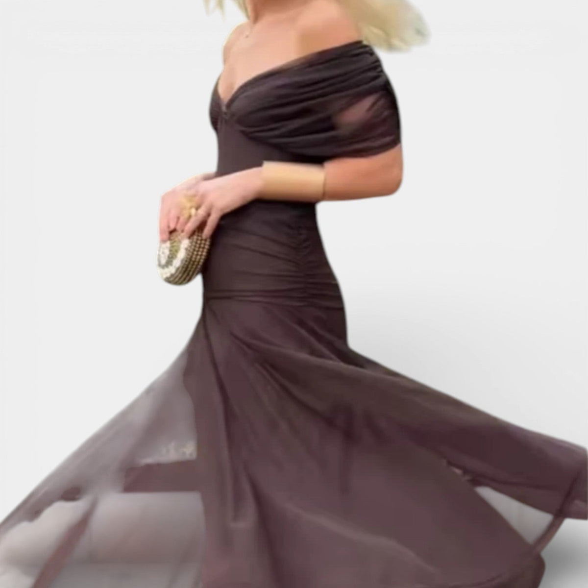 Surplice V-Neck Short Sleeve Ruched Waist Mesh Maxi Dress 15