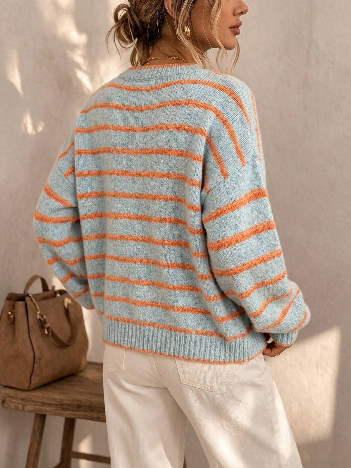 Striped Button Front Knit Cardigan 2