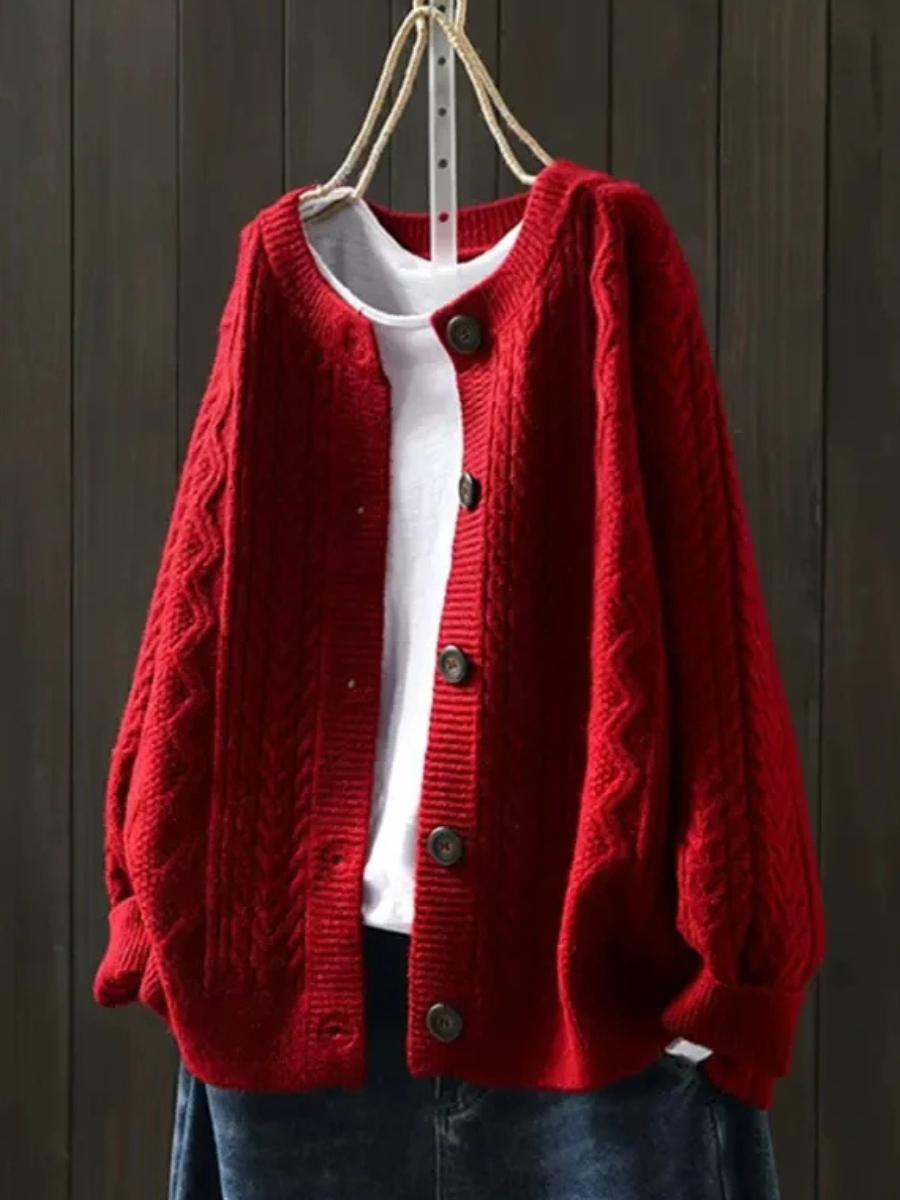 Crew Neck Cable Sleeve Drop Shoulder Sweater 3