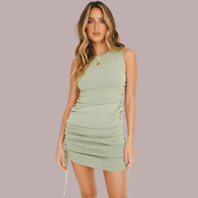 Gladys Sleeveless Casual Rib Knit Mini Dress