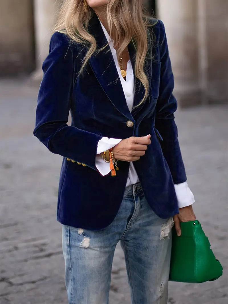 Velvet Single Breasted Blazer 2