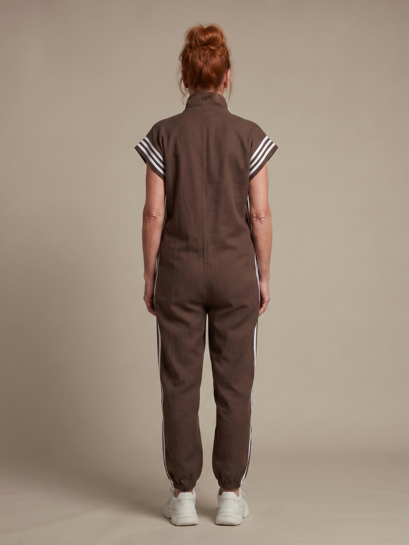 Zip Front Side Stripe Sleeveless Jogger Jumpsuit 16