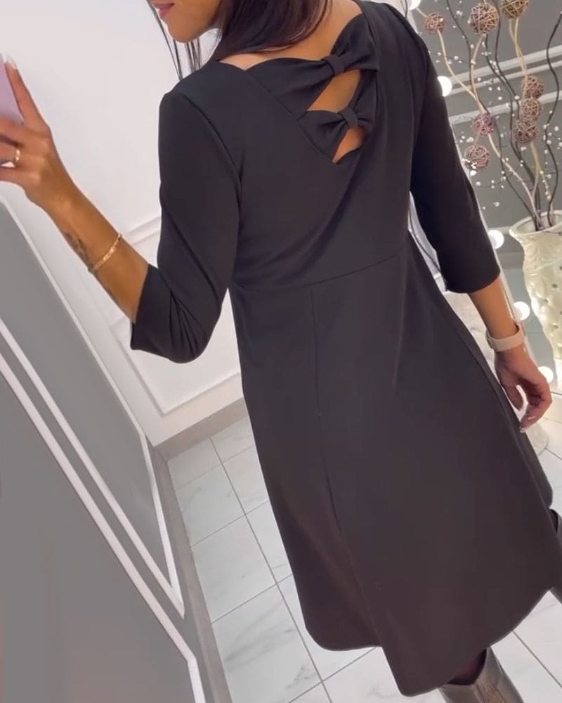 V-Neck Wrap Short Sleeve A-Line Midi Dress - View 4
