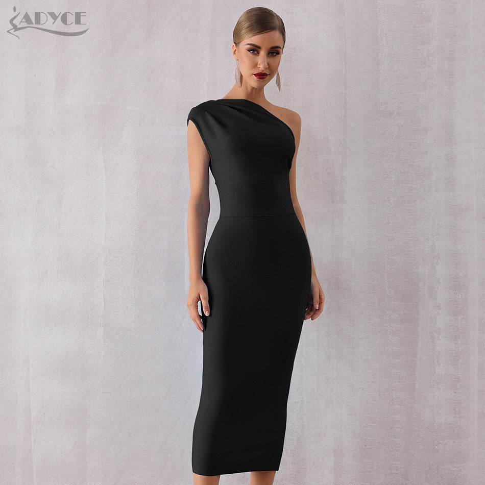 One Shoulder Ruched Bandage Bodycon Midi Dress - View 7