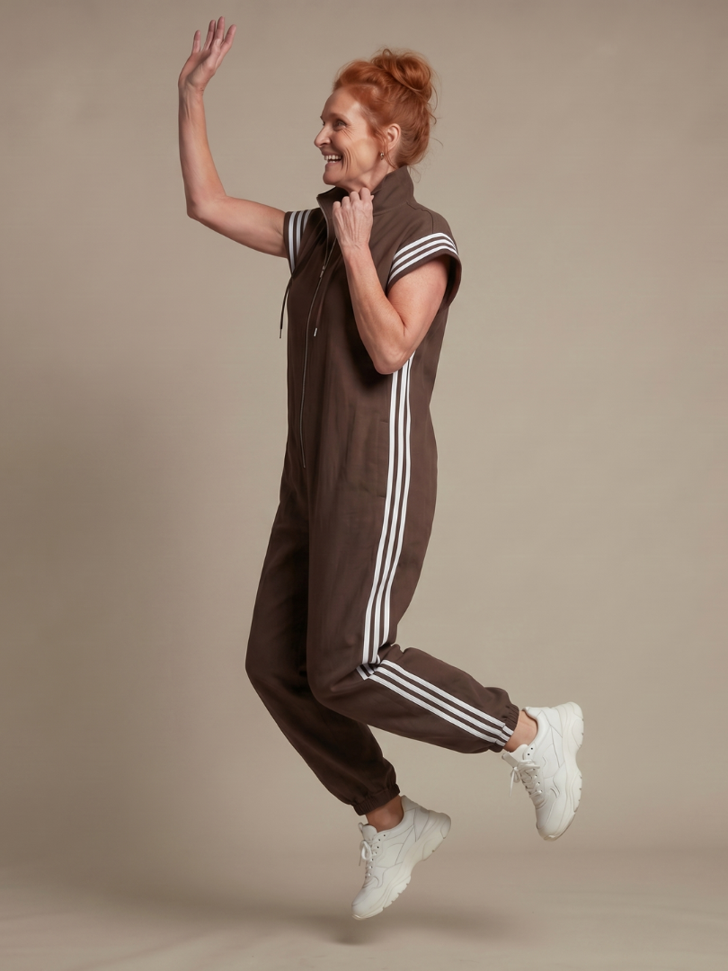 Zip Front Side Stripe Sleeveless Jogger Jumpsuit 14