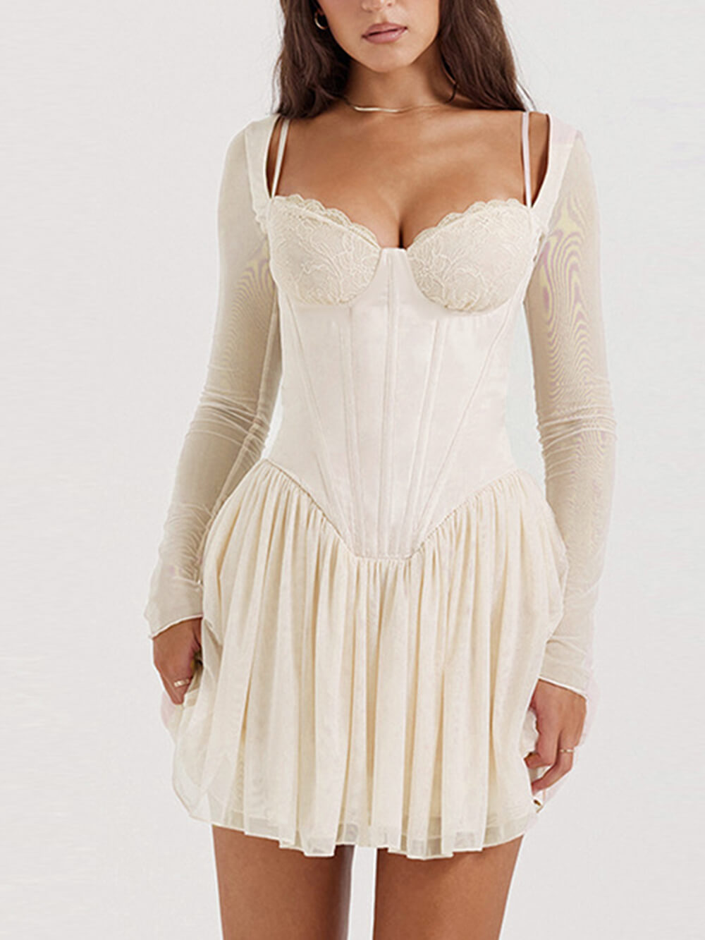 Lace Cup A Hem Mini Dress - View 4