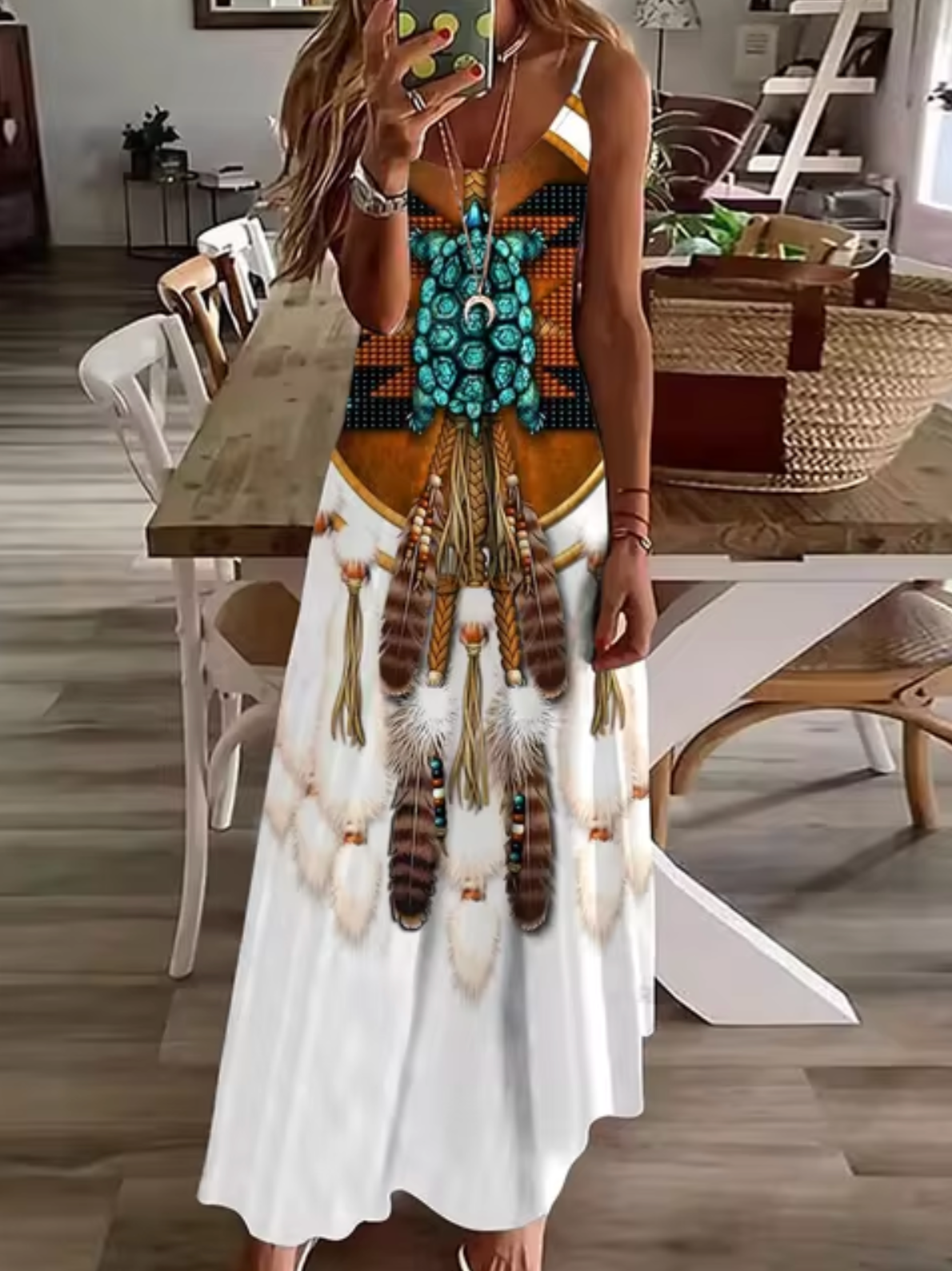 Spaghetti Strap V-Neck Relaxed A-Line Maxi Dress