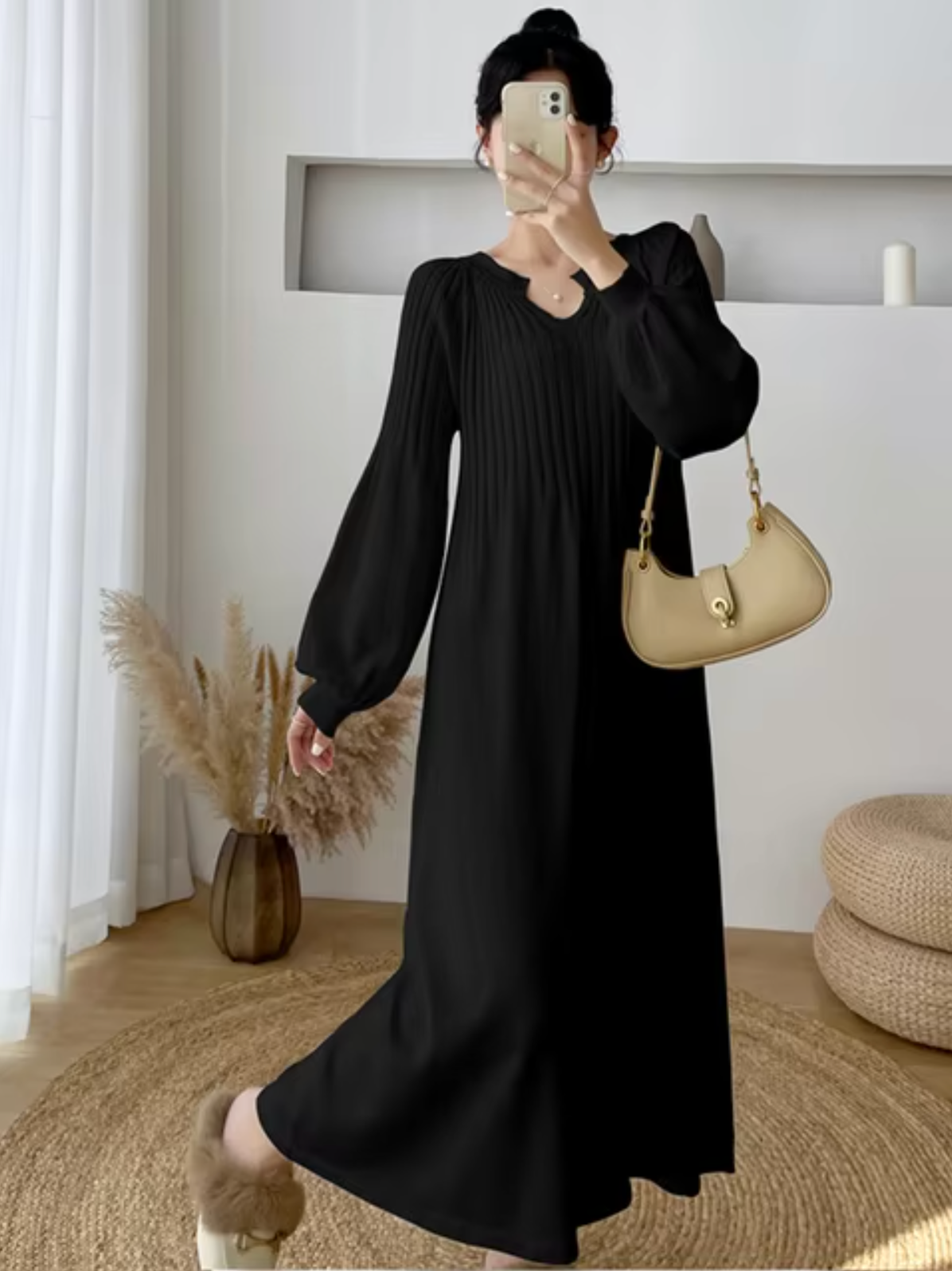 Leticia Statement Loose Knit Maxi Dress for Women Evening Wear Edit - View 5