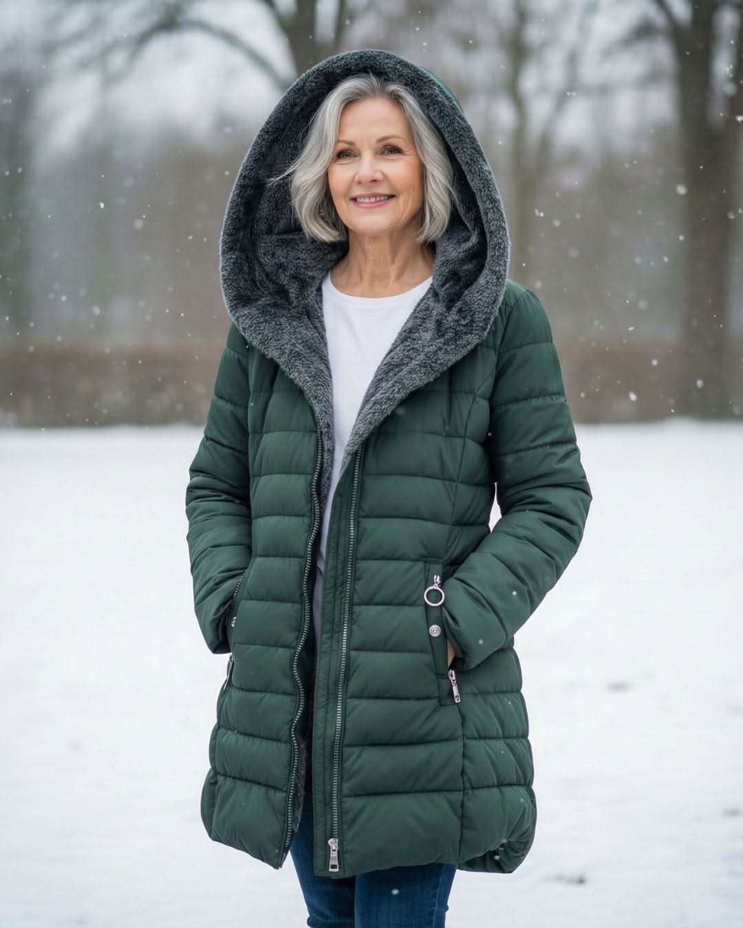 Hooded Faux Fur Lined Zip Front Longline Puffer Coat 4