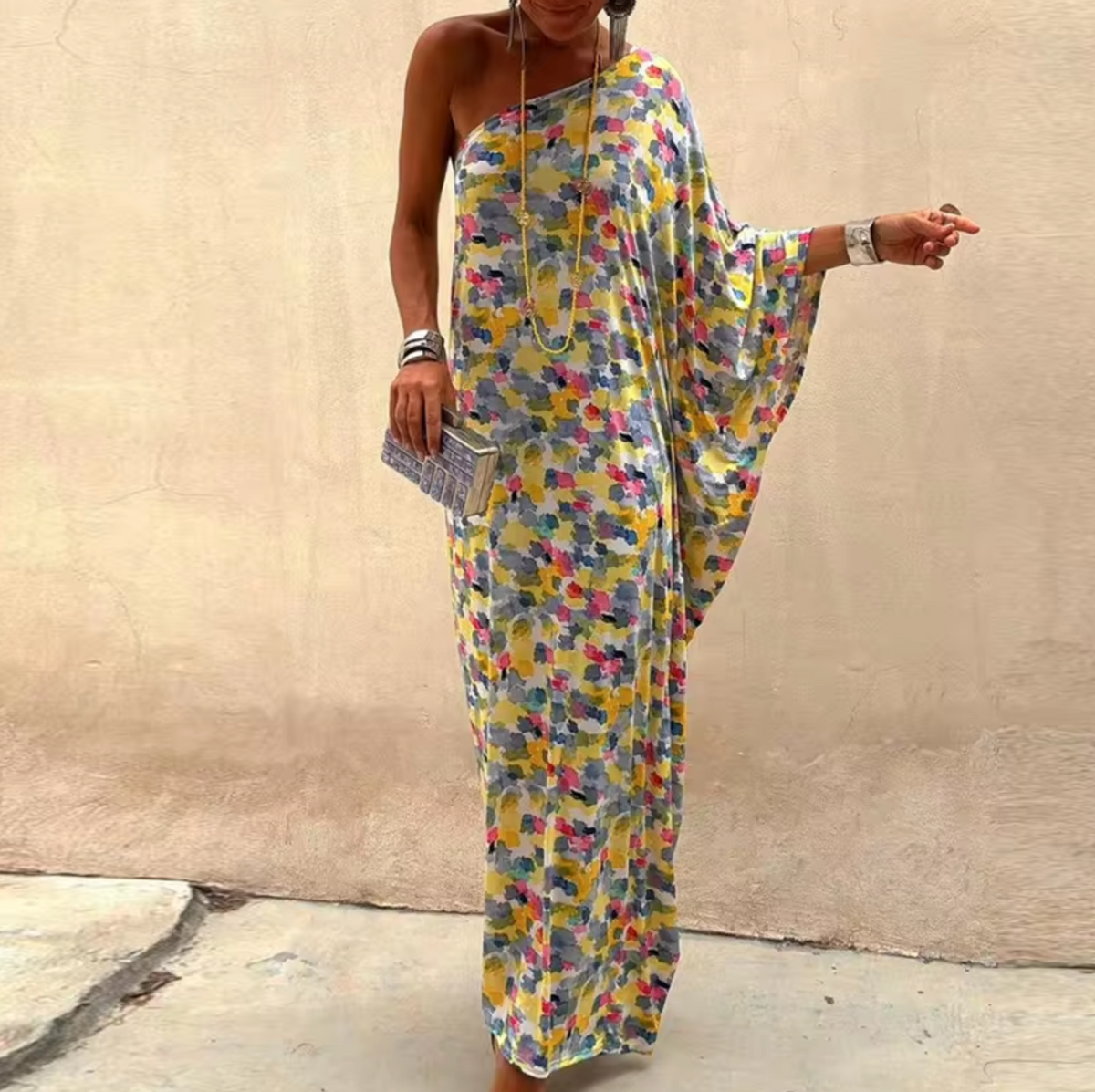 Rosetta Floral Print One Shoulder Maxi Dress - View 6