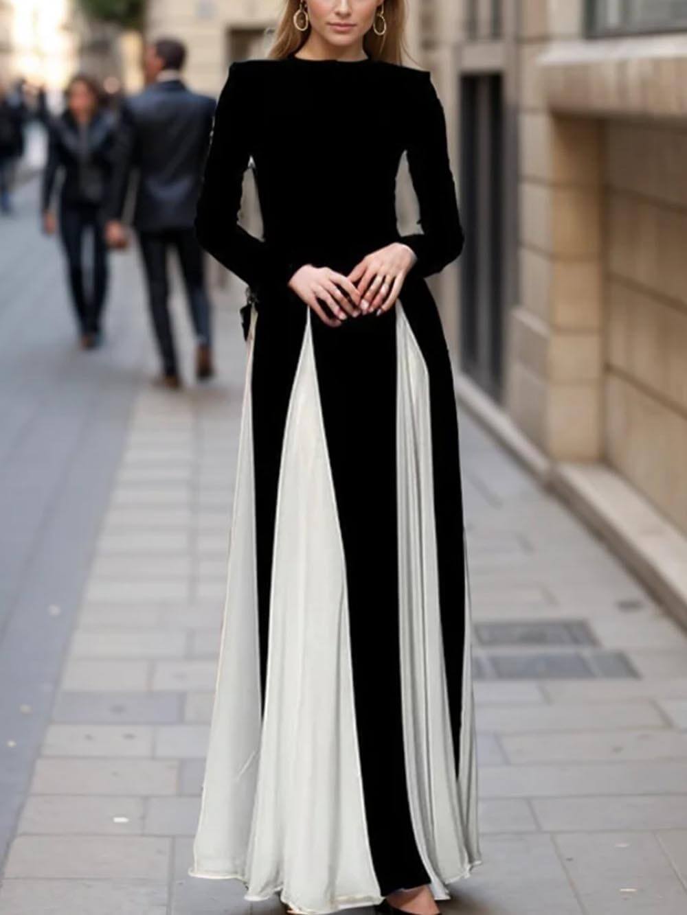 Glam Elegant Panelled Tulle Long Sleeve A - line Maxi Dress - View 6