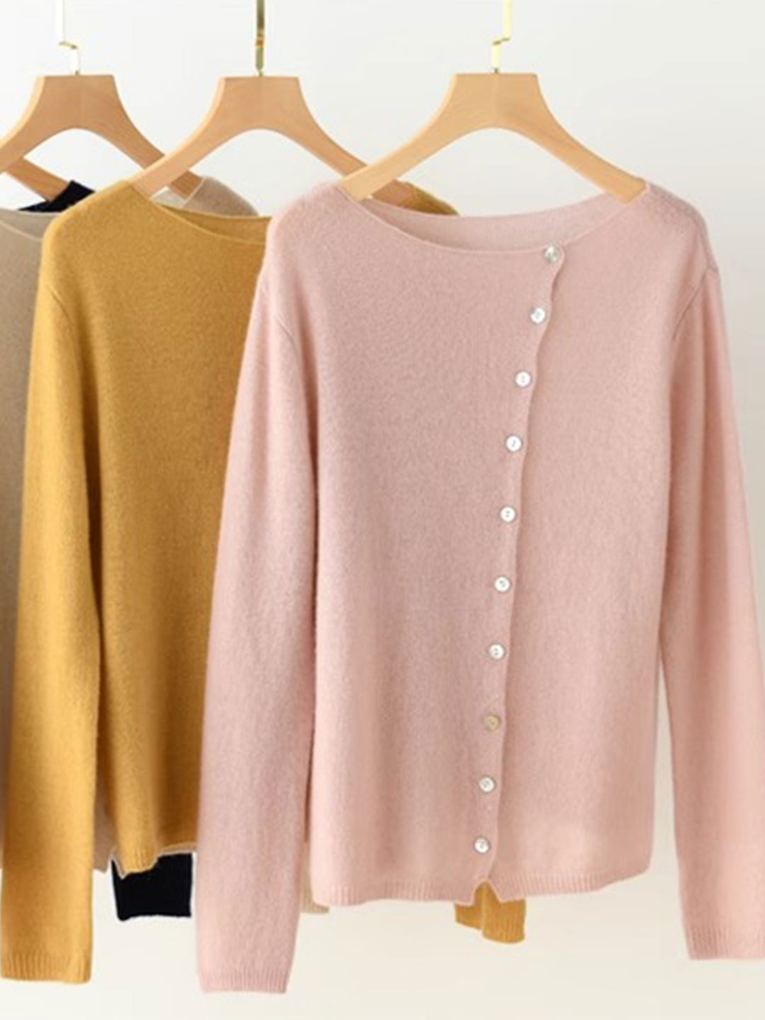Fold Over Collar Button Front Knit Cardigan 15