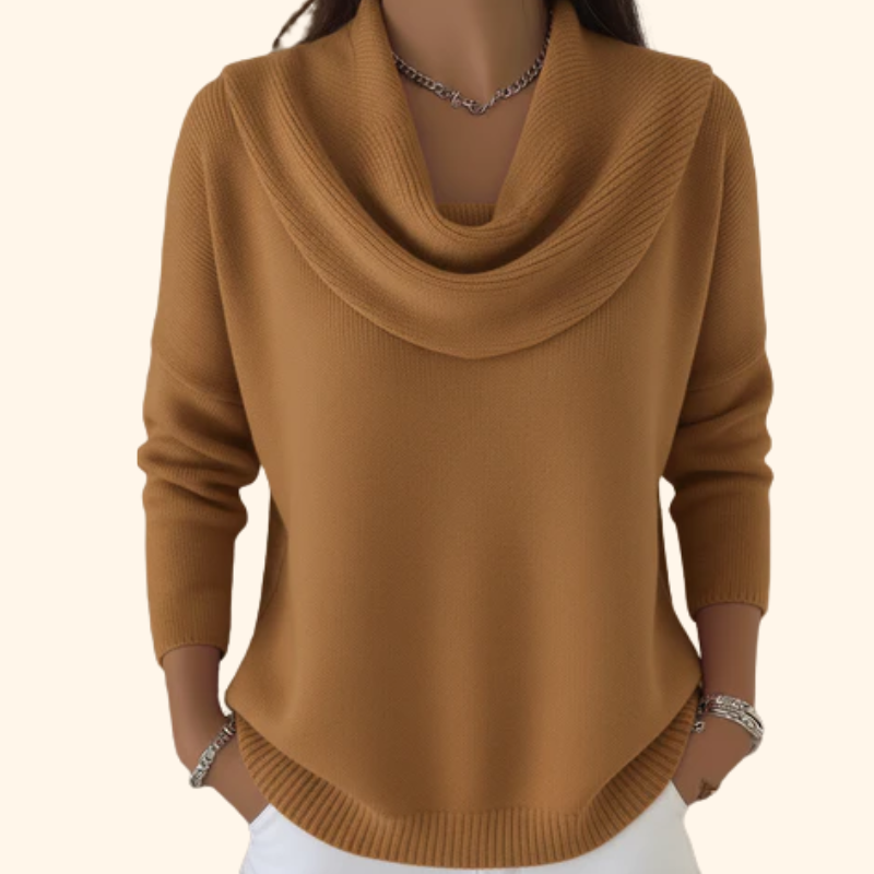 Cowl Neck Long Sleeve Ribbed Knit Sweater 2