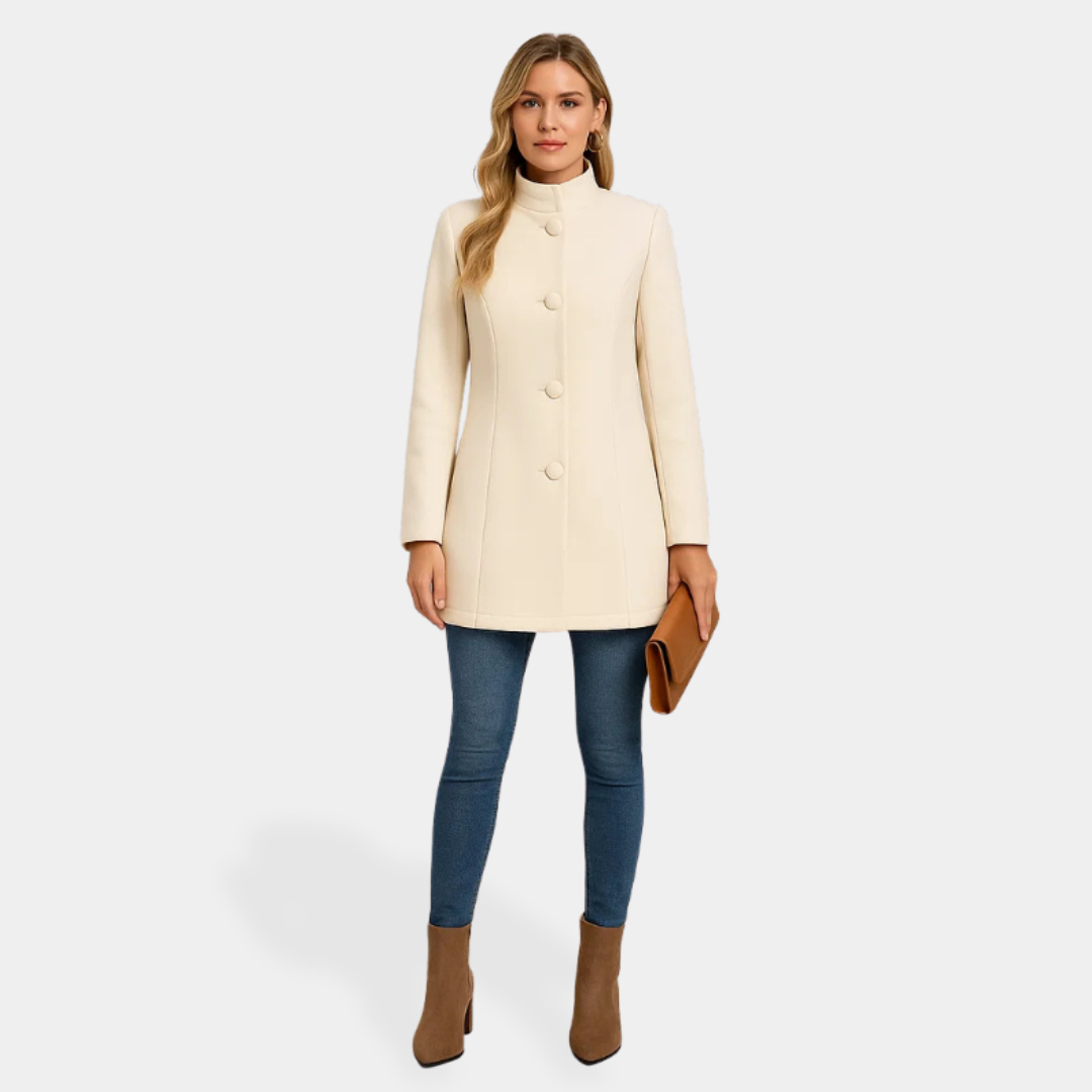 Stand Collar Button Front Longline Coat