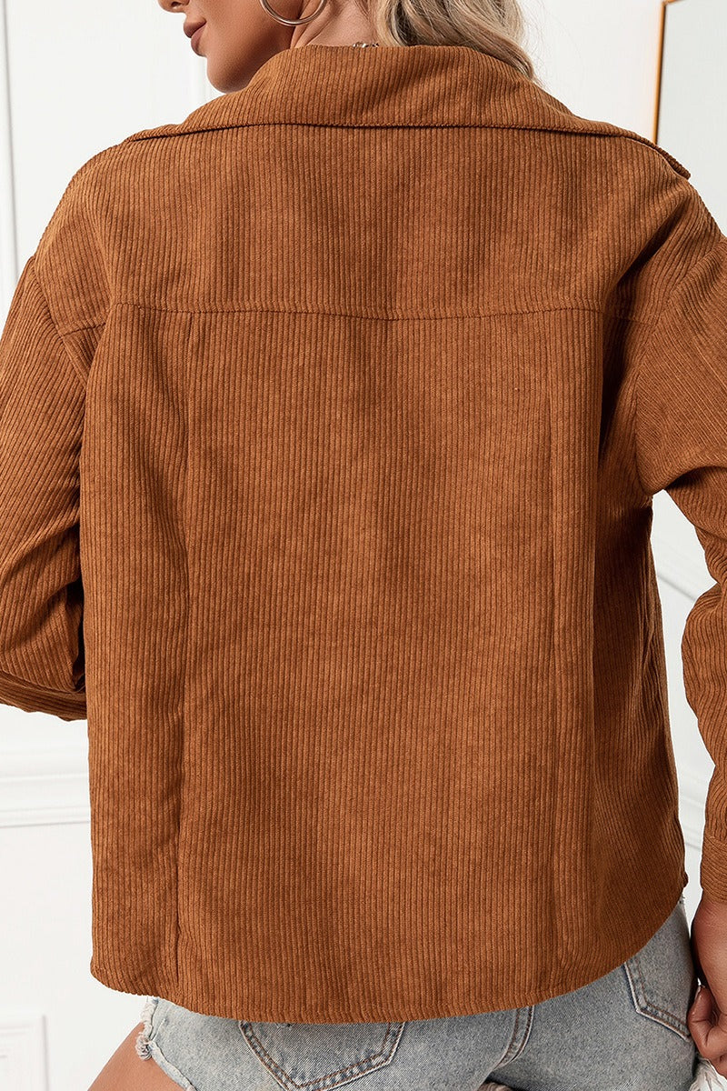 Corduroy Single-Breasted Shirt Jacket