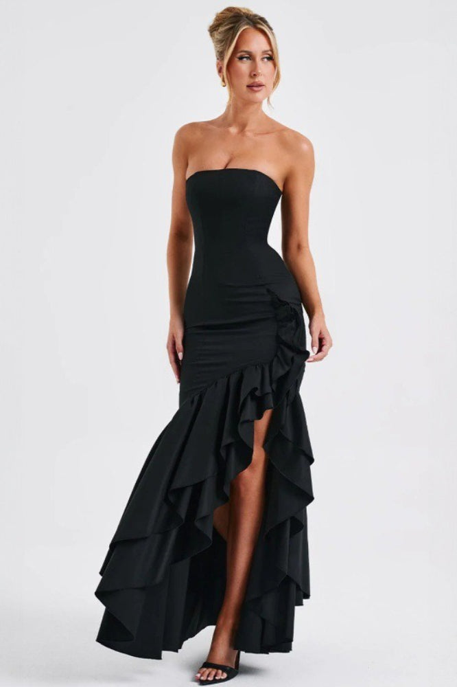 Strapless Corset Ruffle Mermaid High Low Maxi Dress - View 5