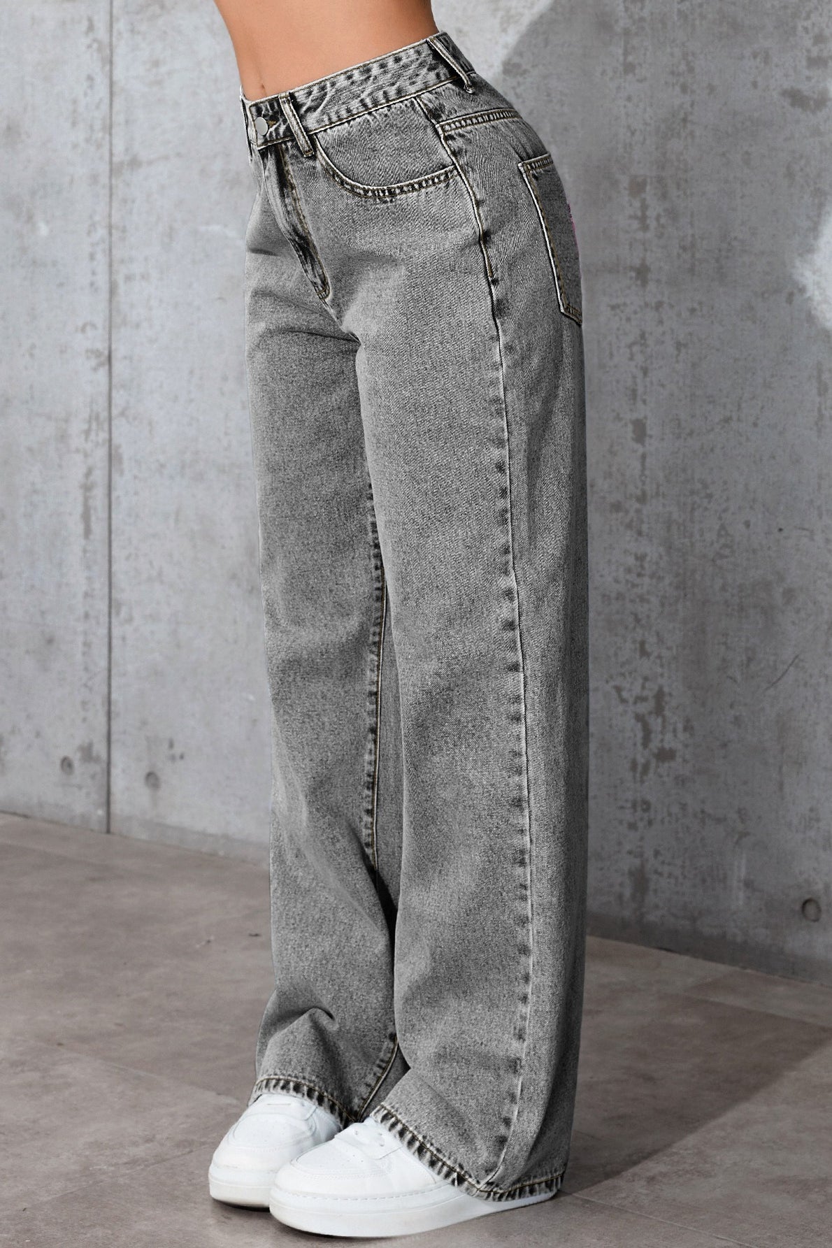 High-Waist Straight-Leg Denim Jeans