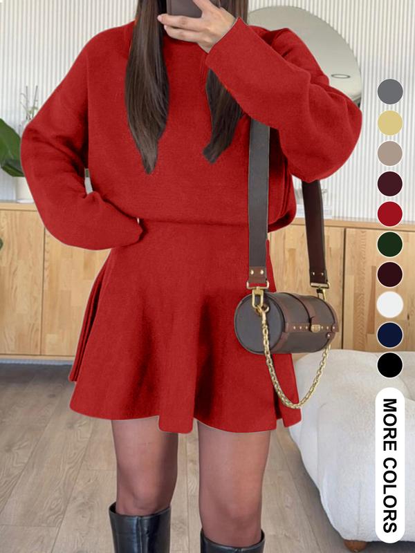 High Neck Long Sleeve Ribbed Knit Mini Dress 10