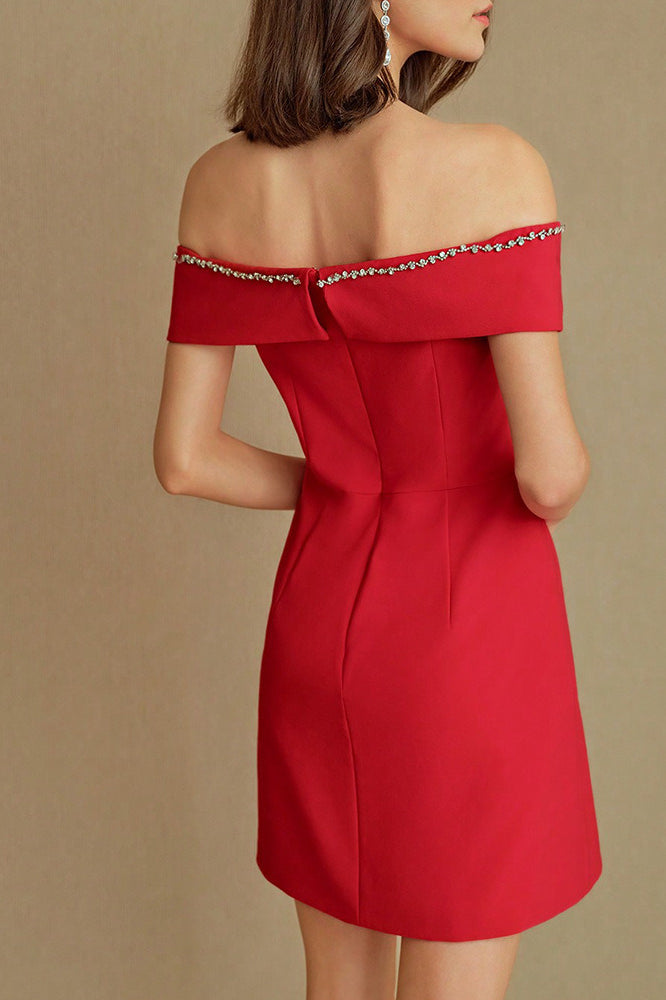 Off Shoulder Butterfly Embellished Bodycon Mini Dress - View 3