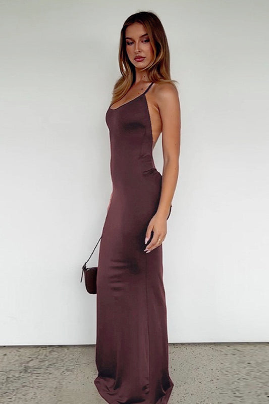 Scoop Neck Cross Back Bodycon Mermaid Maxi Dress 4