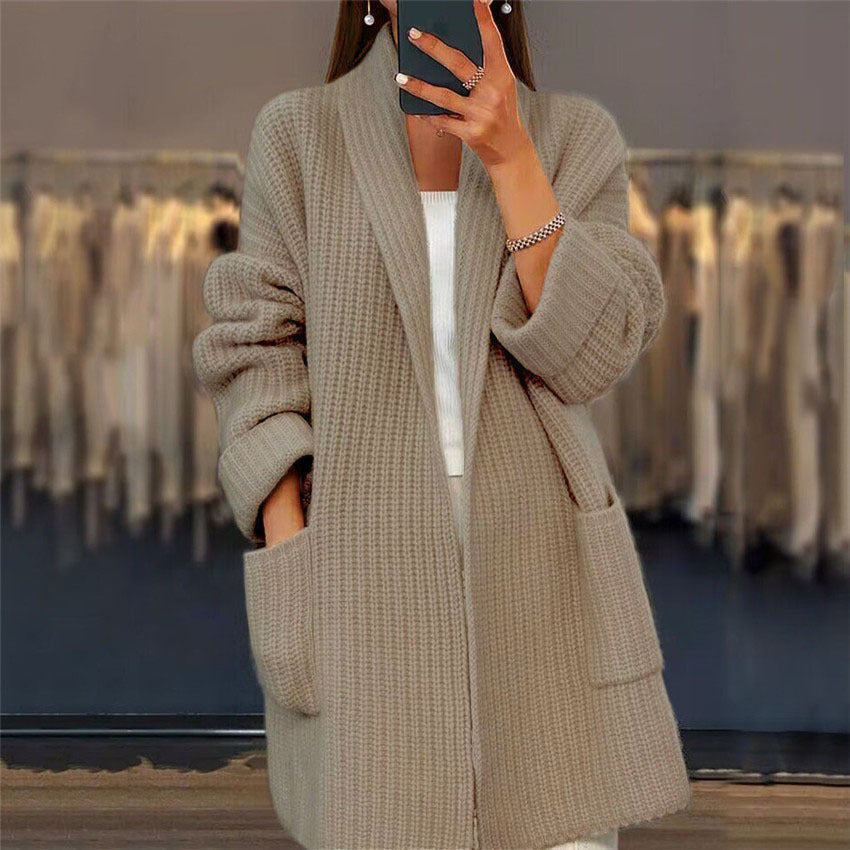 Shawl Collar Open Front Longline Knit Cardigan 2