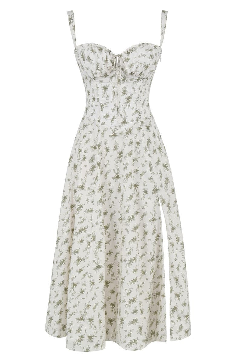 Floral Spaghetti Strap Ruched Fit and Flare Midi Dress - View 11