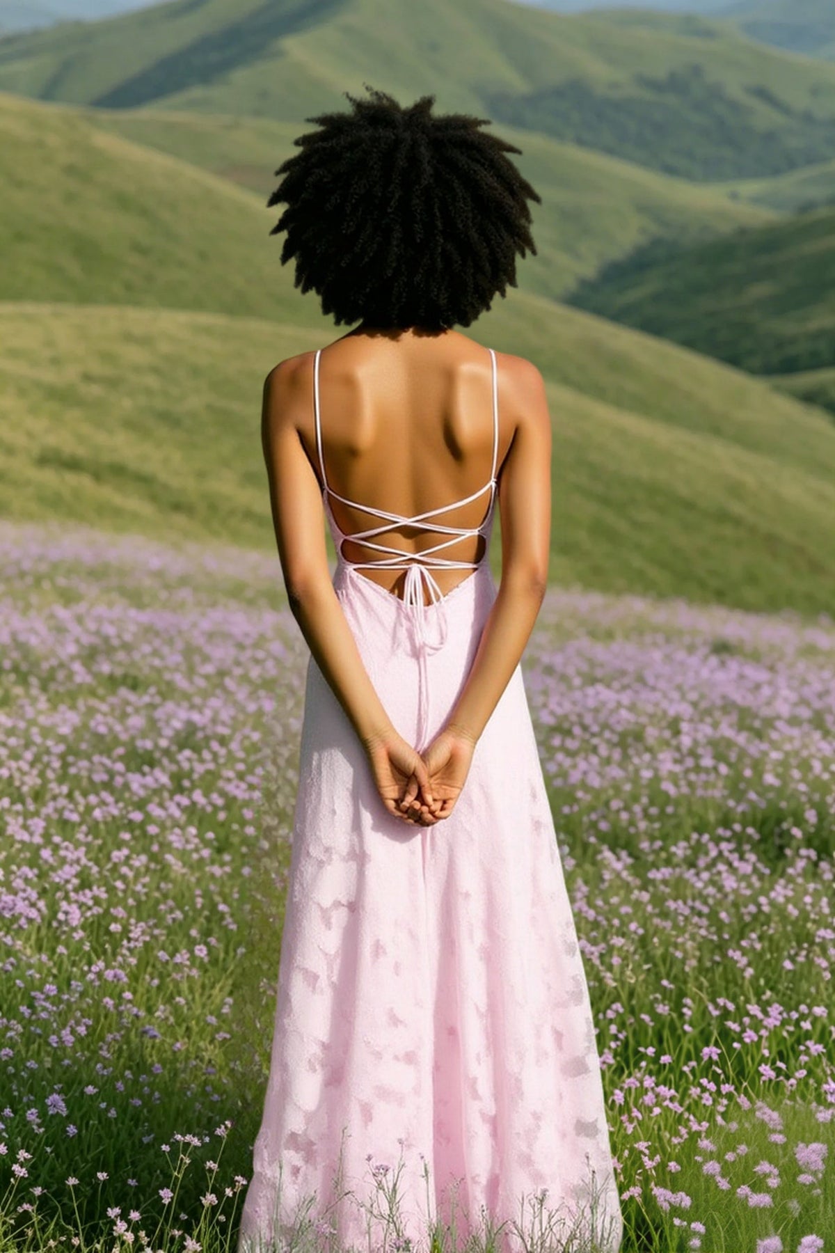 Backless Chiffon Maxi Dress in Blue - View 6