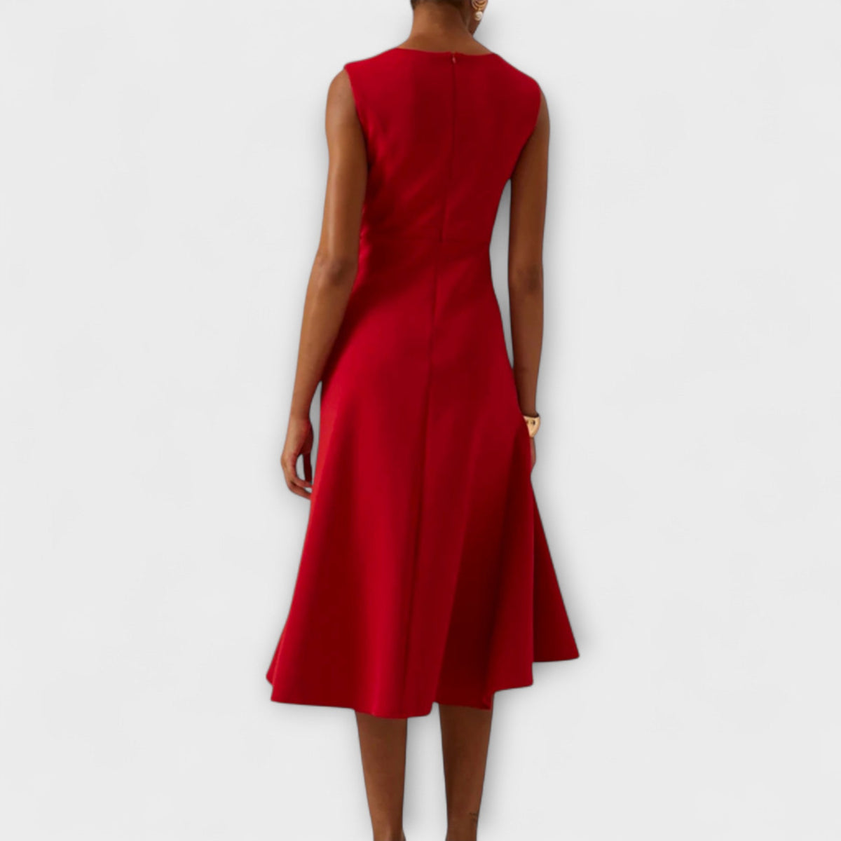 Boat Neck Sleeveless Ruffle Wrap Front Midi Dress 3