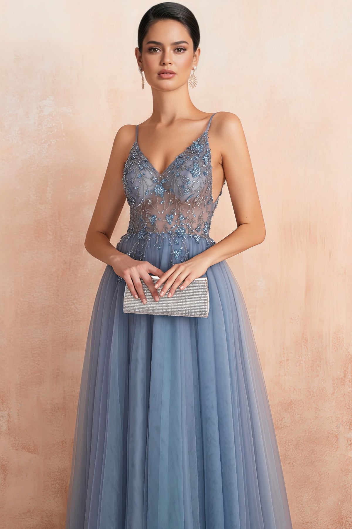Luz Mesh and Diamond Maxi Dress - View 5