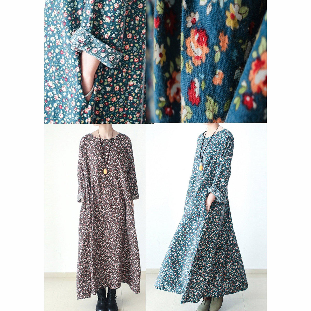 Floral Long Sleeve Maxi Dress - View 5