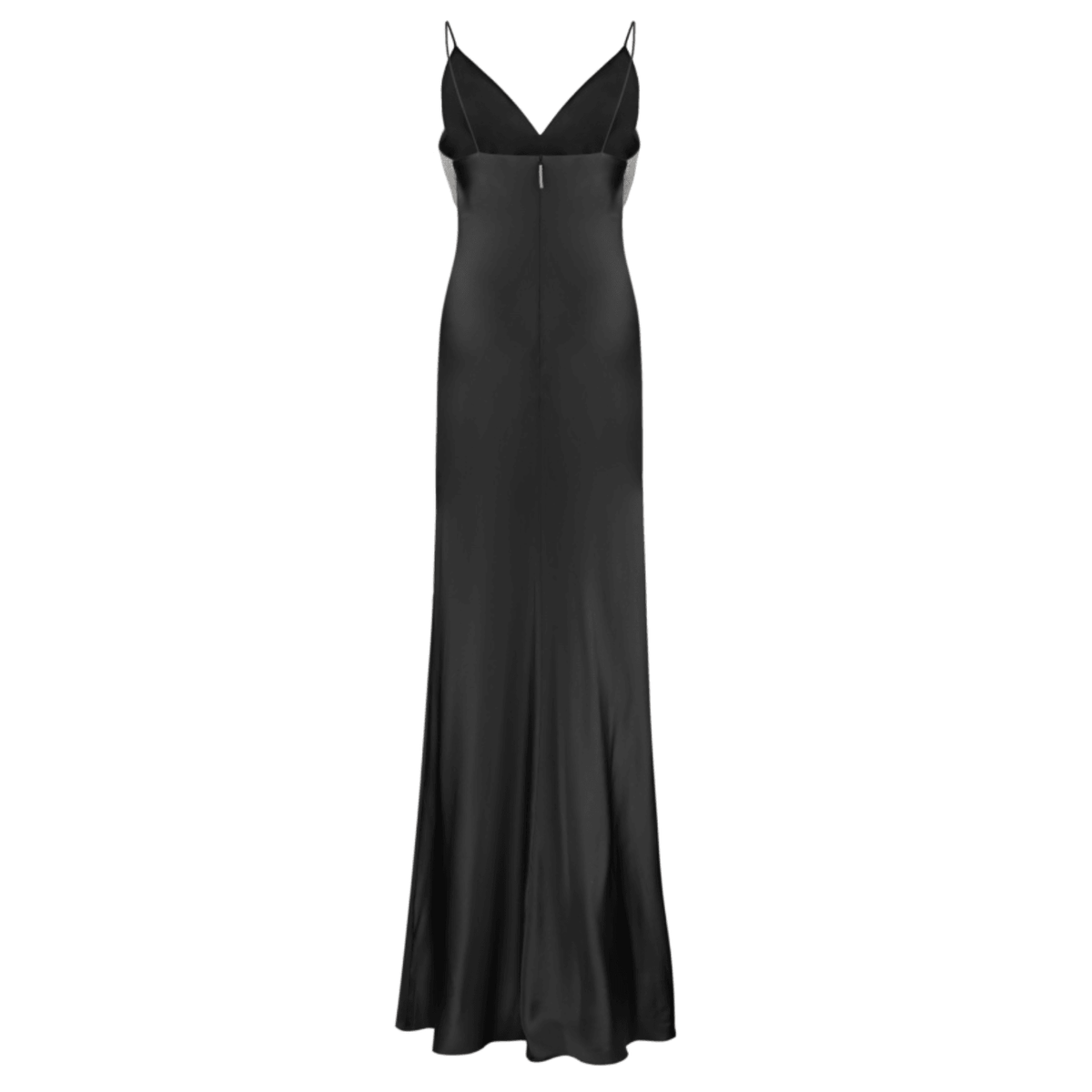 Satin Spaghetti Strap Deep V-Neck Rhinestone Slip Maxi Dress - View 13